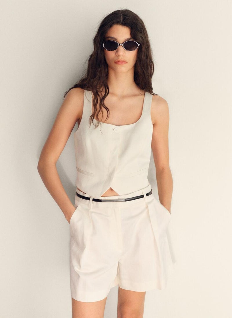 MANGO Linen-Blend Suit Bermuda Shorts  - Image 3