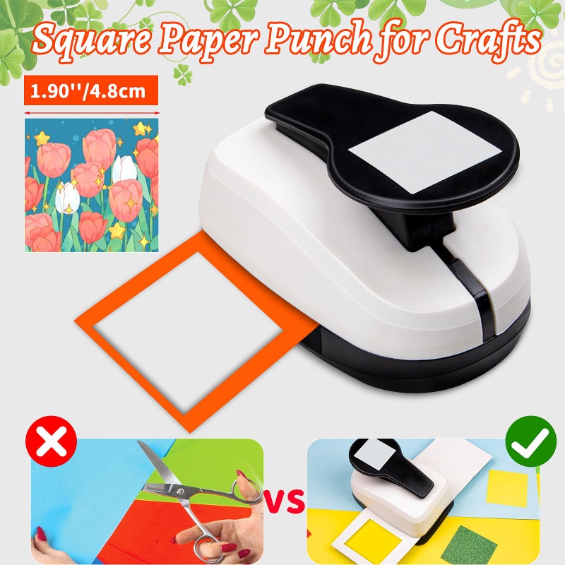 HKKYO Square Punch 1.9 inch Square Hole Puncher for Crafts Squares Paper Punches - Image 5