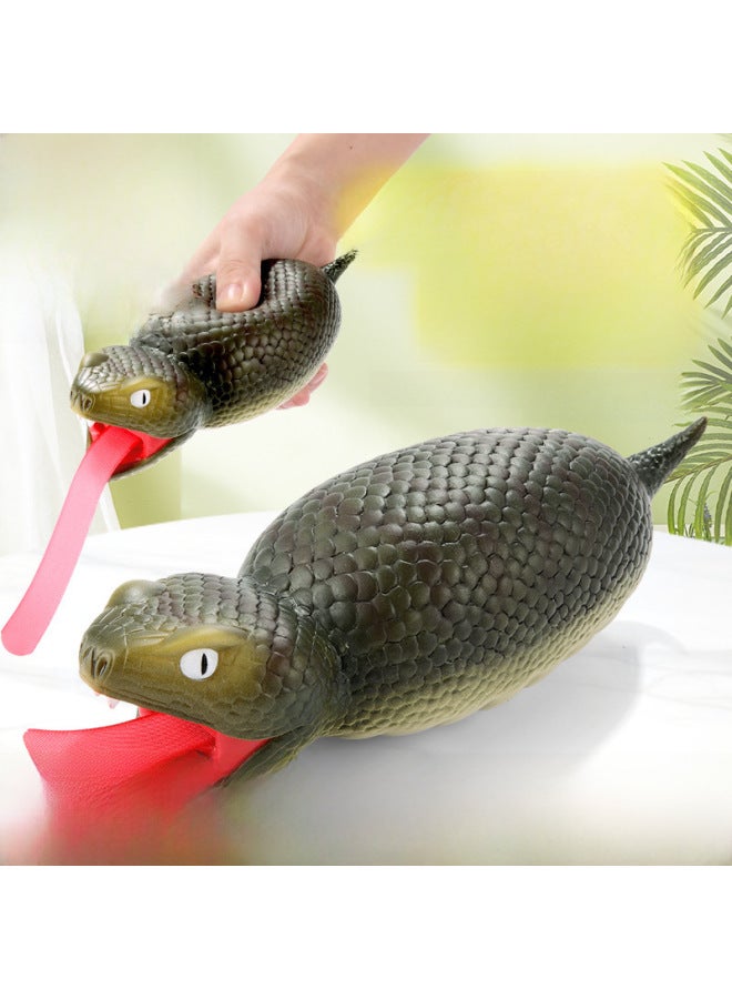 Loquat Whole Toy Fat Small Snake Tongue-sticking Small Snake  Spoof Funny Whole Person Decompression Toy-Color:Chinese Color Box 【fat Snake】 Yellow - Image 2