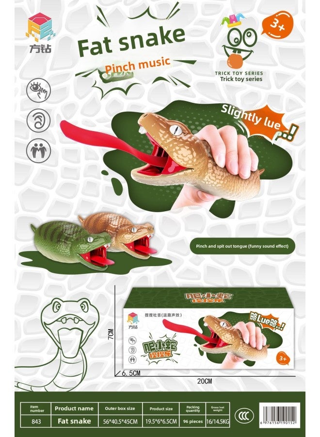 Loquat Whole Toy Fat Small Snake Tongue-sticking Small Snake  Spoof Funny Whole Person Decompression Toy-Color:Chinese Color Box 【fat Snake】 Yellow - Image 1