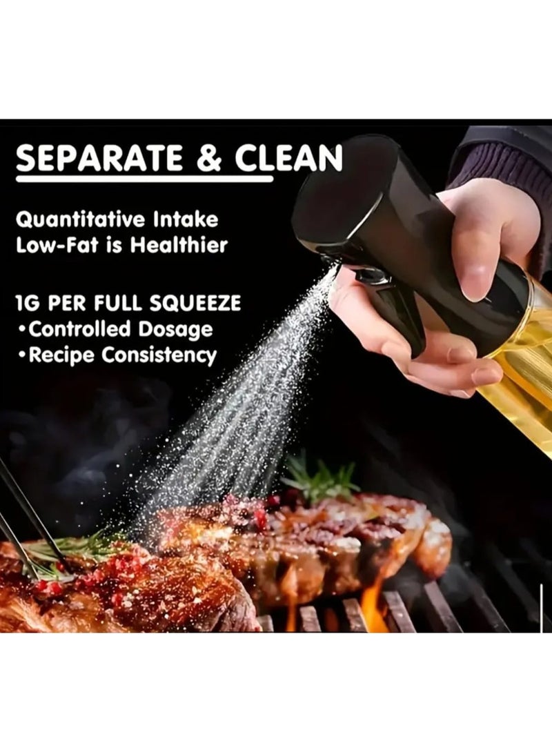 High-Pressure Nozzle Oil Spray Bottle - 220ml Durable Food-Grade Glass for Healthy Cooking, BBQ, Frying, Salad, Travel - Ergonomic Non-Slip Handle, Wide Mouth Design, Leak-Proof  - Image 1