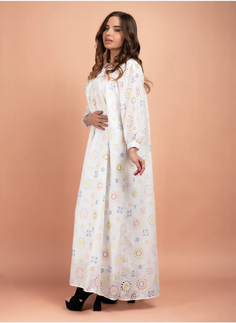IKKXA Floral Embroidered Jalabiya CJ1015 Pink