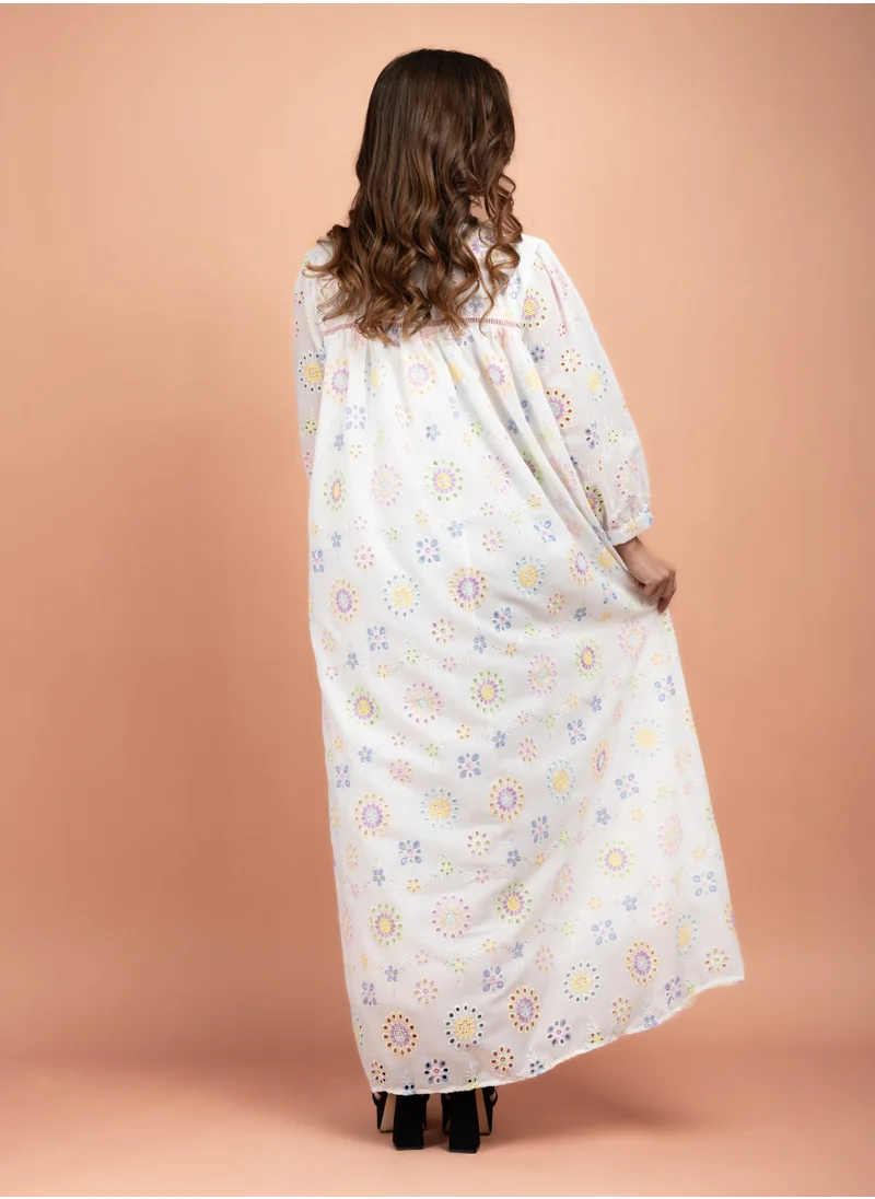 IKKXA Floral Embroidered Jalabiya CJ1015 Pink