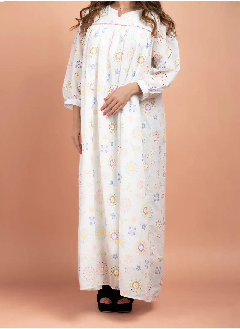 IKKXA Floral Embroidered Jalabiya CJ1015 Pink