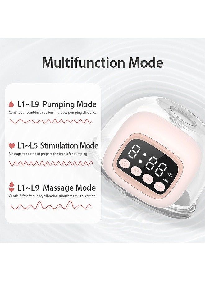 MISS BABY - Electric Breast Pump, 3 Modes 9 Levels Wearable Breastfeeding Pump, Pain Free and Hands Free Rechargeable Milk Pump for Travel Home (Pink) - Image 1