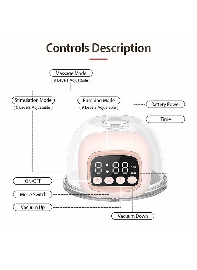 MISS BABY - Electric Breast Pump, 3 Modes 9 Levels Wearable Breastfeeding Pump, Pain Free and Hands Free Rechargeable Milk Pump for Travel Home (Pink) - Image 1