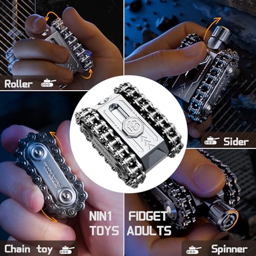 berotok 4 in 1 Fidget Slider Roller Chain Spinner Combo Metal Chain Fidget Toy with Tactile Feedback Clicking Sounds Stress Relief Sensory Toy for Adults Focus Tool for Work Study Waiting - Image 5