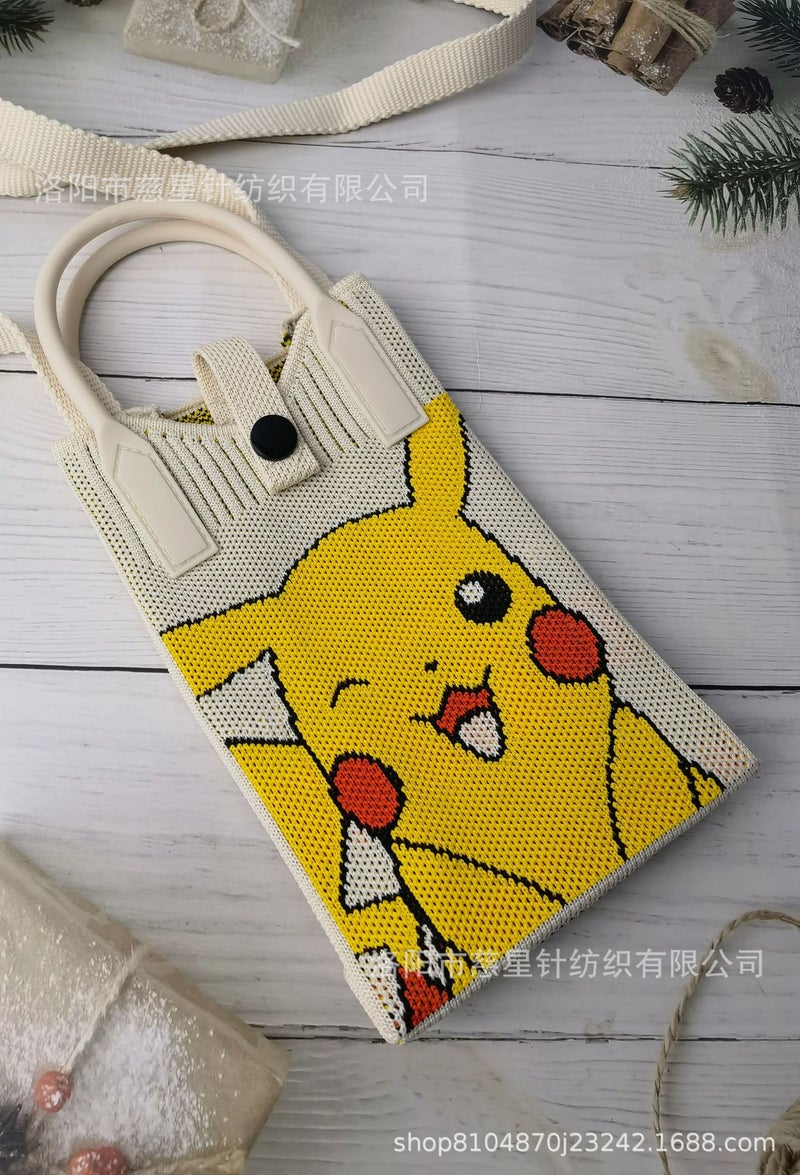 2025 Autumn New Style Girl'S Heart-Shaped Handbag For Carrying Mobile Phones, Knitted Crossbody Bag, Portable Textured Small Handbag - Image 1
