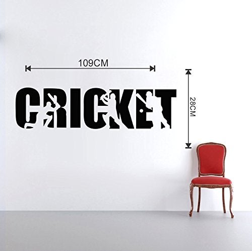 Sticker Yard StickersYard Cricket Sports Wall Sticker & Decal (Color - Black Matte Finish PVC Vinyl 109CM X 28CM) - Image 3