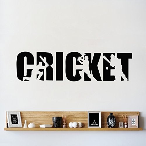 Sticker Yard StickersYard Cricket Sports Wall Sticker & Decal (Color - Black Matte Finish PVC Vinyl 109CM X 28CM) - Image 1