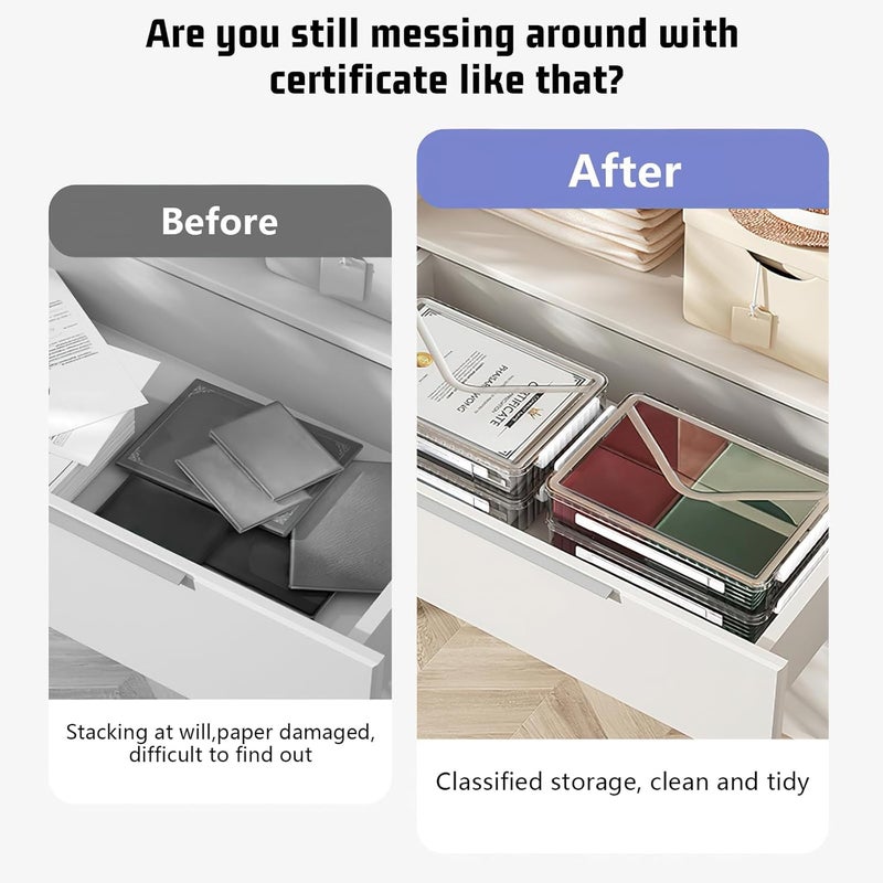 TERRIFI Plastic Storage Bin with Lid - Portable Project Case with Handle, Stackable Certificate File Document Protector Transparent Box - Clear Storage Box for A4 Letter Paper Photo Craft Scrapbook (White) - Image 4