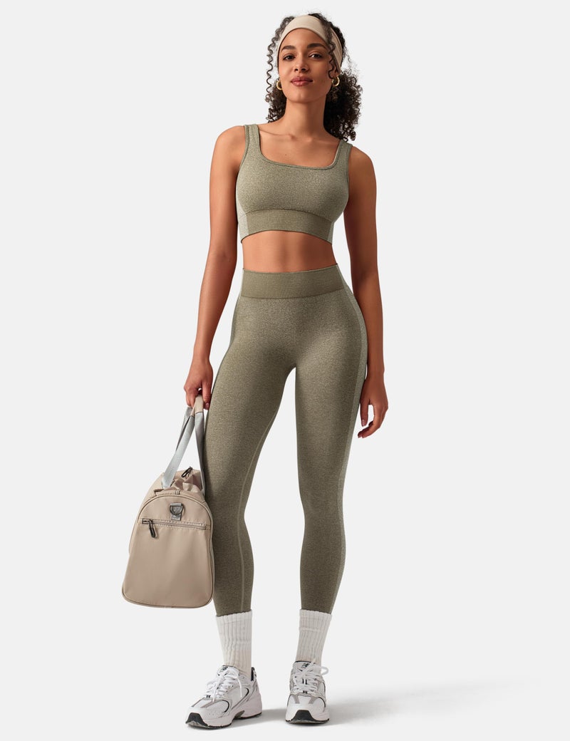 OLCHEE Womens Workout Sets 2 Piece Seamless Square Neck Sports Bra Padded Butt Lifting Leggings High Waist Yoga Gym Outfits - Olive Green Small - Image 5