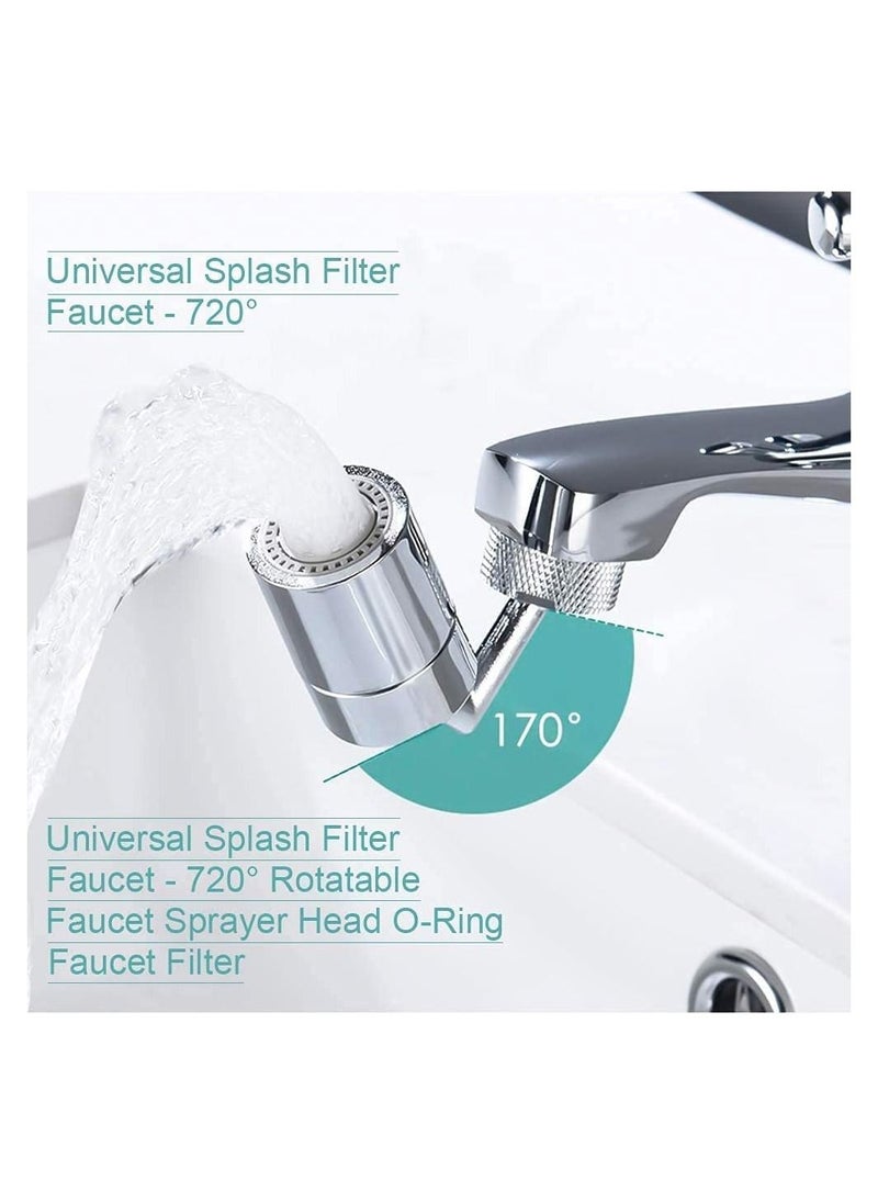 Universal Splash Filter Faucet 720° Rotate Faucet Aerator Sink Big Angle Large Flow Aerator Dual Function Faucet Aerator, 2Pack