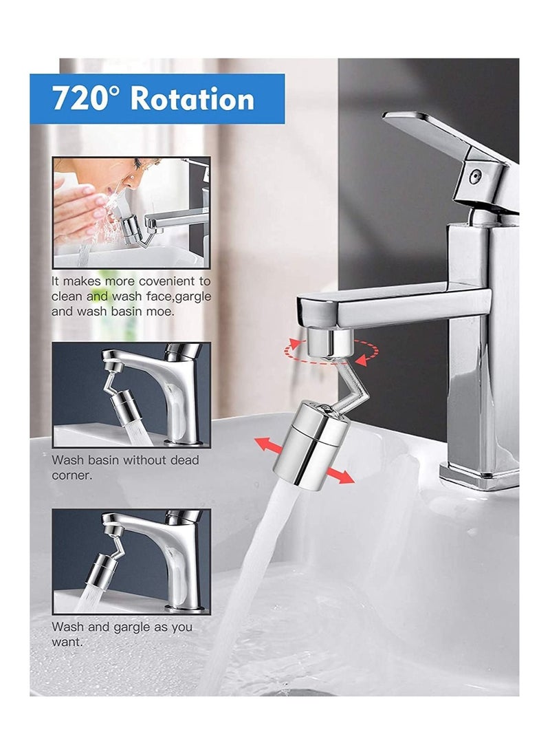 Universal Splash Filter Faucet 720° Rotate Faucet Aerator Sink Big Angle Large Flow Aerator Dual Function Faucet Aerator, 2Pack