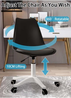 EqiEch Acrylic Chair Ergonomics Modern Office Desk Armless Study Chair Computer Swivel Desk Chair With Waterproof PU Leather PP Seat Cushion With Silent Wheel Adjustable Height  - Image 3