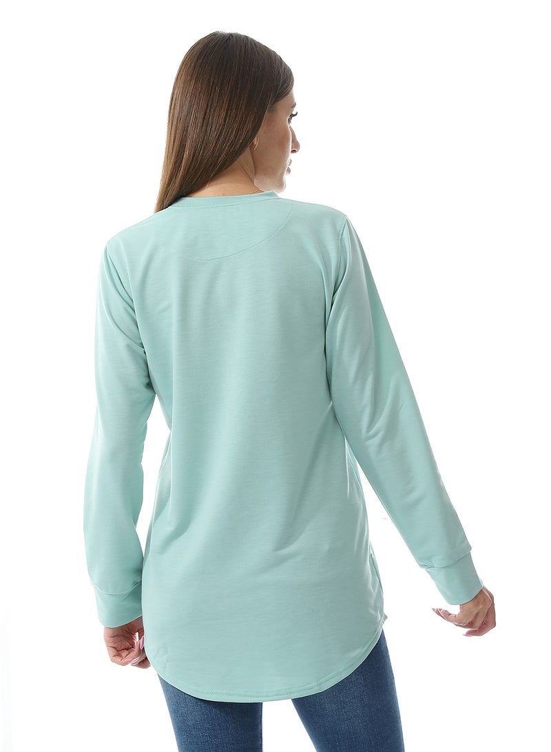 Caesar Women Embroidery T- Shirt With Long Sleeves And Round Neck  - Image 4