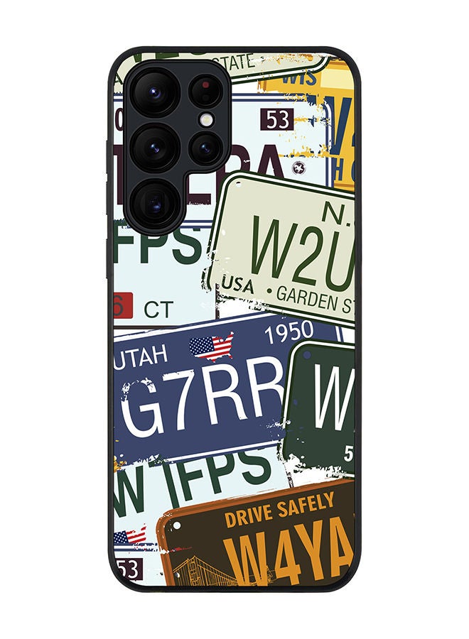 Stylizedd Rugged Black edge case for Samsung Galaxy S23 Ultra 5G Slim fit Soft Case Flexible Rubber Edges Anti Drop TPU Gel Thin Cover - Number Plates  - Image 1