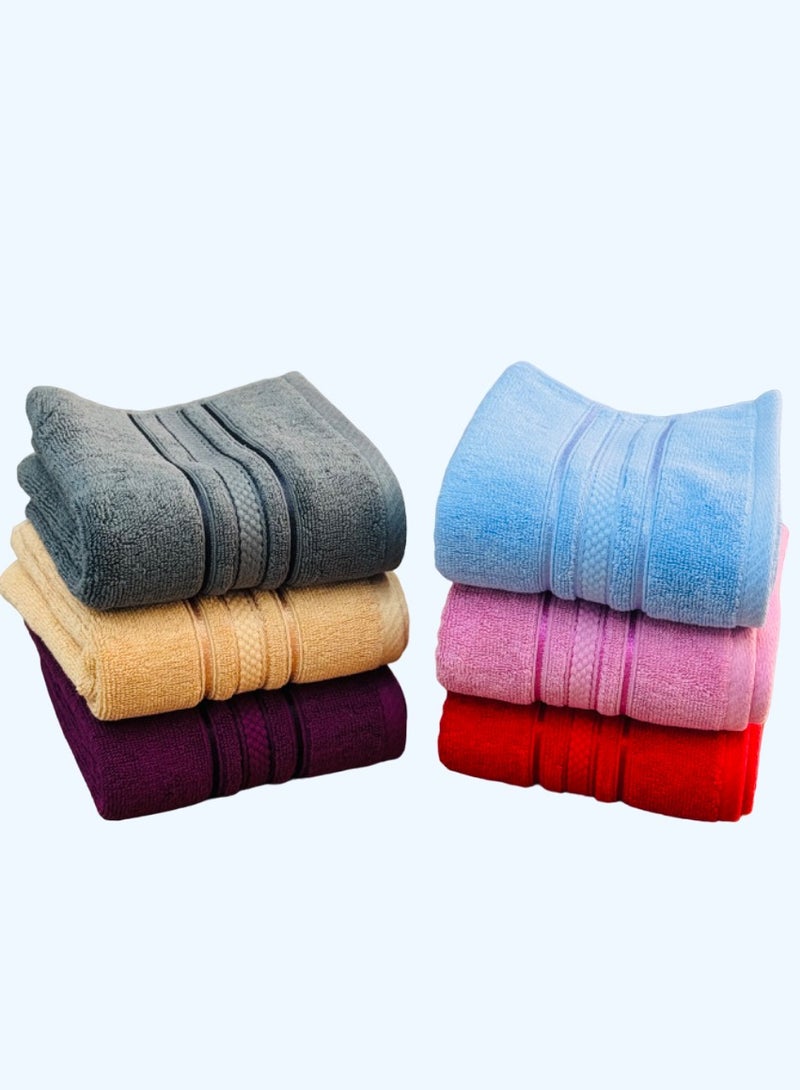Hayat FLORA-Luxury Cotton Hand Towel Set 550 GSM Supersoft and Highly Absorbent ,Multipurpose Use ,40*70 cm (Pack 6 , Assorted Colours) - Image 3