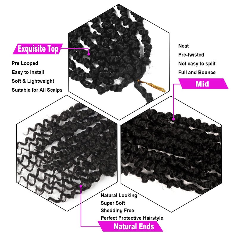 Bileaf 8 Packs Passion Twist Crochet Hair 10 Inch Pre-twisted Short Crochet Passion Twist Hair, Pre Looped Passion Twist Crochet Braids Bohemian Crochet Hair 1B - Image 5