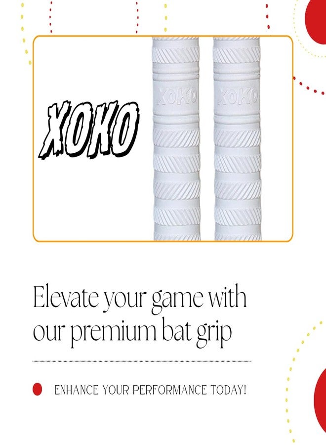 XOKO Premium Cricket Bat Handle Grip Set, Anti-Slip Rubber Material, White , 6 Grips with 1 Wooden Cone - Image 3