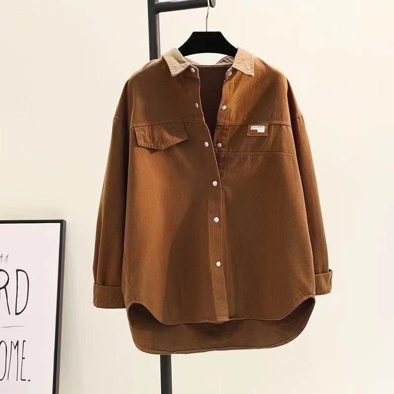 Combed Cotton Shirt Women'S 2025 Spring & Fall New Thickeneded Korean Style Loose Slim Casual Shirt Women'S Jacket - Image 5