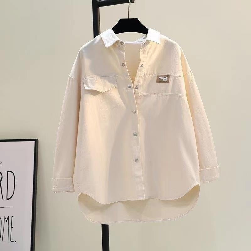 Combed Cotton Shirt Women'S 2025 Spring & Fall New Thickeneded Korean Style Loose Slim Casual Shirt Women'S Jacket - Image 2