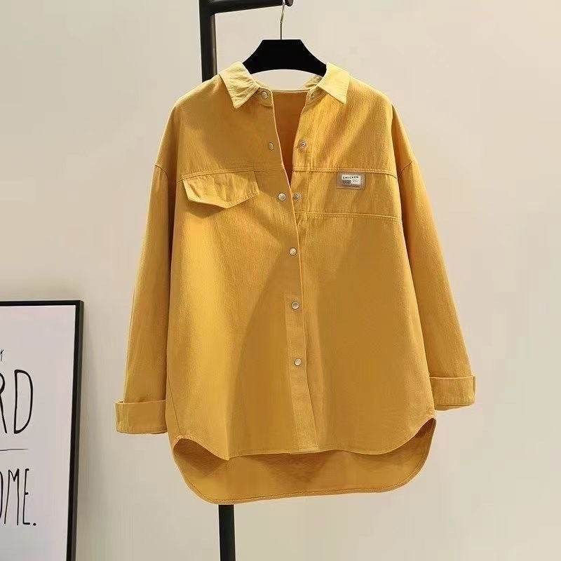 Combed Cotton Shirt Women'S 2025 Spring & Fall New Thickeneded Korean Style Loose Slim Casual Shirt Women'S Jacket - Image 1