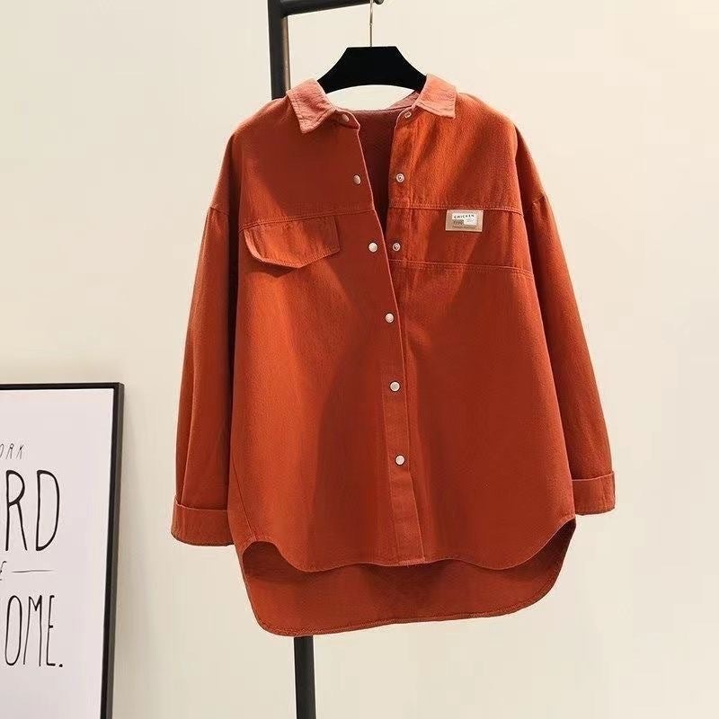 Combed Cotton Shirt Women'S 2025 Spring & Fall New Thickeneded Korean Style Loose Slim Casual Shirt Women'S Jacket - Image 4