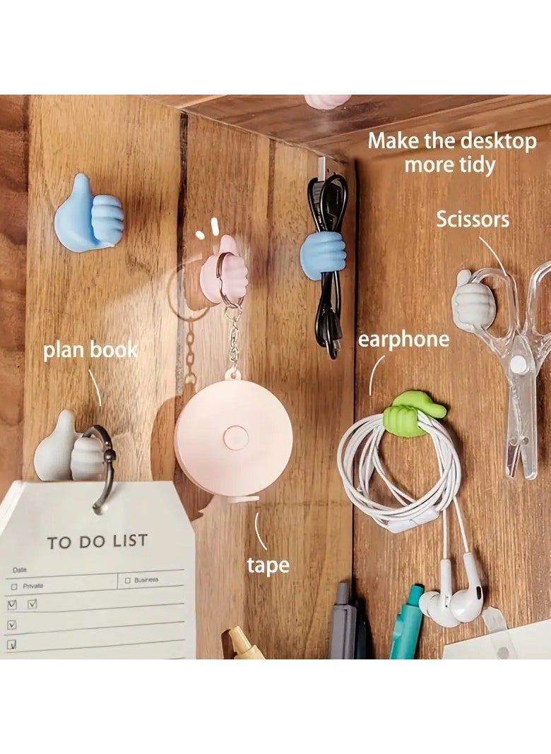 Goolsky - 20pcs Value Pack Multifunctional Thumb Wall Hooks, Creative Adhesive Thumb Cable Clip Key Hook Wall Hook For Storing Data Cables, Earphone Cables, And Keys - Image 1