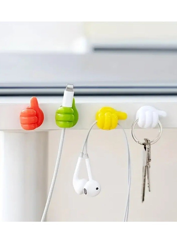 Goolsky - 20pcs Value Pack Multifunctional Thumb Wall Hooks, Creative Adhesive Thumb Cable Clip Key Hook Wall Hook For Storing Data Cables, Earphone Cables, And Keys - Image 1
