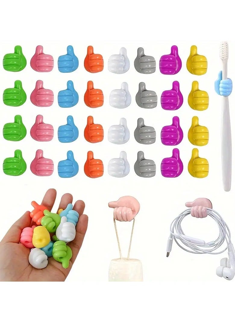 Goolsky - 20pcs Value Pack Multifunctional Thumb Wall Hooks, Creative Adhesive Thumb Cable Clip Key Hook Wall Hook For Storing Data Cables, Earphone Cables, And Keys - Image 1