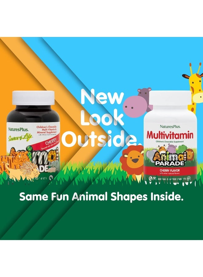 NaturesPlus Natures Plus Animal Parade Multivitamin Children's Chewables - Cherry Flavor - 90 Animal-Shaped Tablets - Promotes Health & Well-Being - Vegetarian, Gluten Free - 45 Servings - Image 2