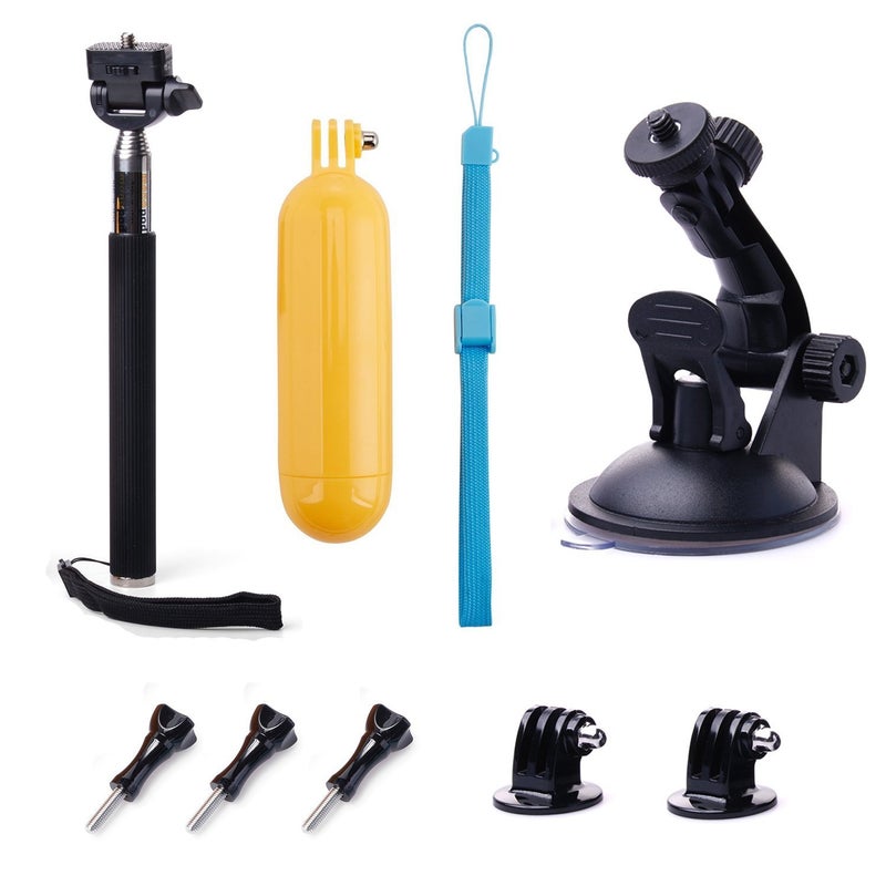 TEKCAM Action Camera Accessories Kits Bundle Compatible with Gopro Hero 13 12 11 10 9 8/AKASO EK7000/Brave 4/7 LE/ V50X/Dragon Touch 4k Camera Car Suction Cup Mount Floating Handle Grip Selfie Stick - Image 2
