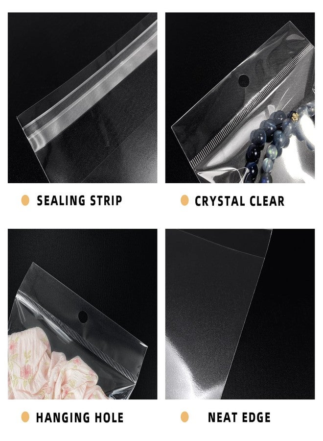 موريباك أكياس سيلوفان ذاتية الإغلاق ذاتية اللصق من مورباك، مقاس 4x4 بوصة، مزودة بفتحة تعليق، 100 قطعة، شفافة وقابلة لإعادة الإغلاق، مع رأس تعليق، مناسبة للمجوهرات والأقراط والقلائد - Image 3