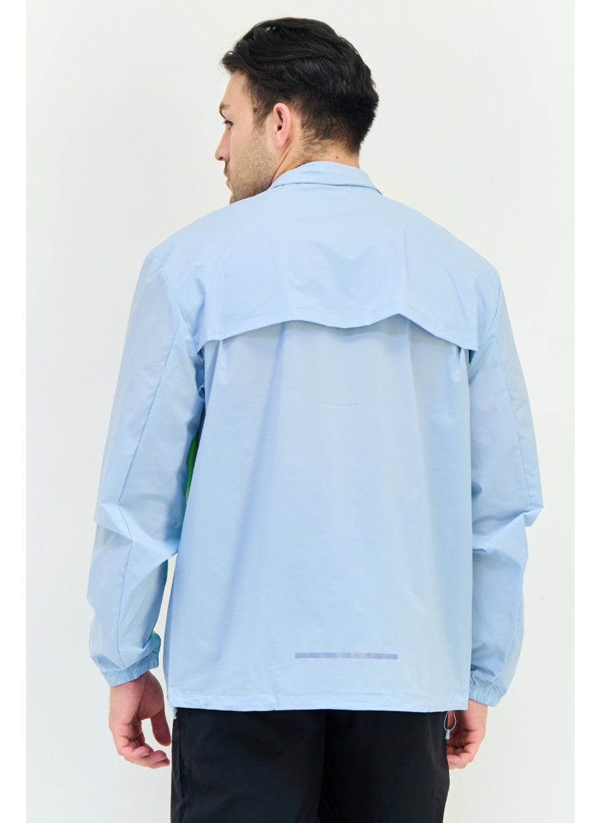 Adidas Men Sportswear Fit Long Sleeve Running Jacket, Light Blue  - Image 3