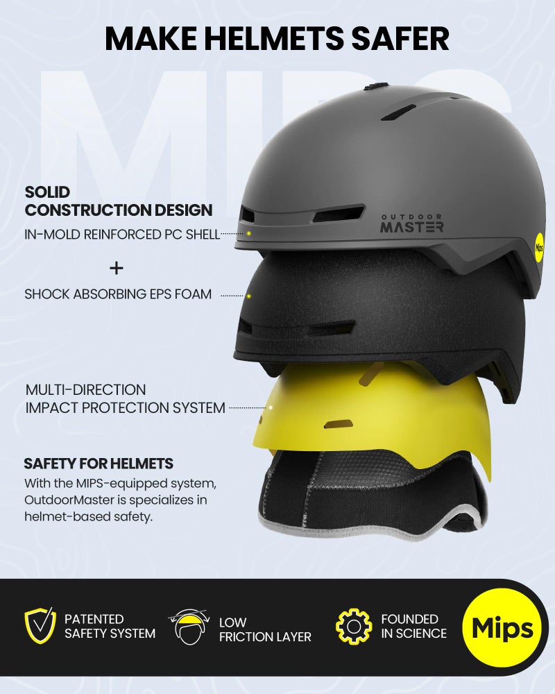 OutdoorMaster MIPS Ski Helmet for Men, Women & Youth - Snowboard Helmet With 8 Adjustable Vents, PC Shell & EPS Foam, Dial Fit - Certified Snow Sport Helmet - Image 2