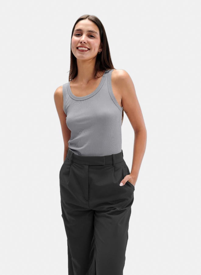 Essentials, Basic plain tank top slim fit for women Gray - Image 3