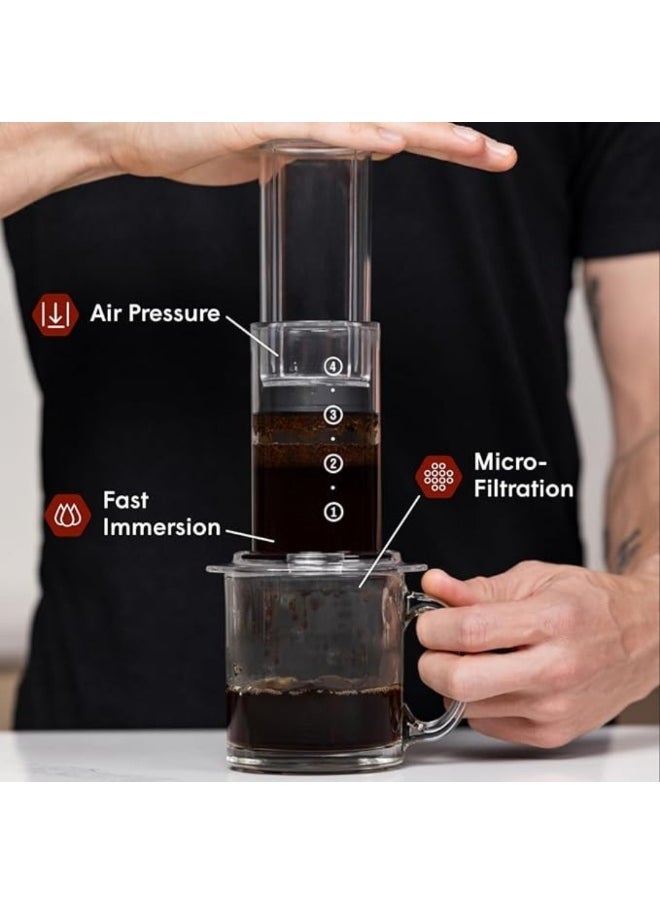Generic - Liying CoffeePress Clear Coffee Press – 3 In 1 Brew Method Combines French Press, Pourover, Espresso, Full Bodied Coffee Without Grit or Bitterness, Portable Coffee Maker for Camping & Travel, Clear - Image 1