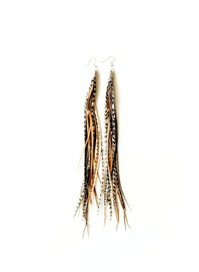 Feather Headz Bohemian handmade long lightweight feather dangle earrings for women, Large, Feather, No Gemstone - Image 1