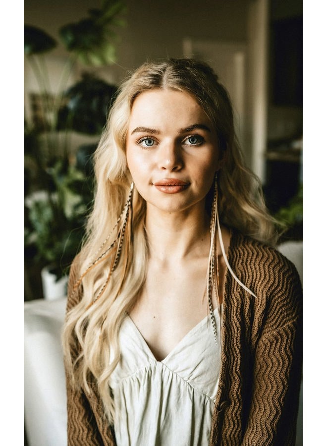 Feather Headz Bohemian handmade long lightweight feather dangle earrings for women, Large, Feather, No Gemstone - Image 4