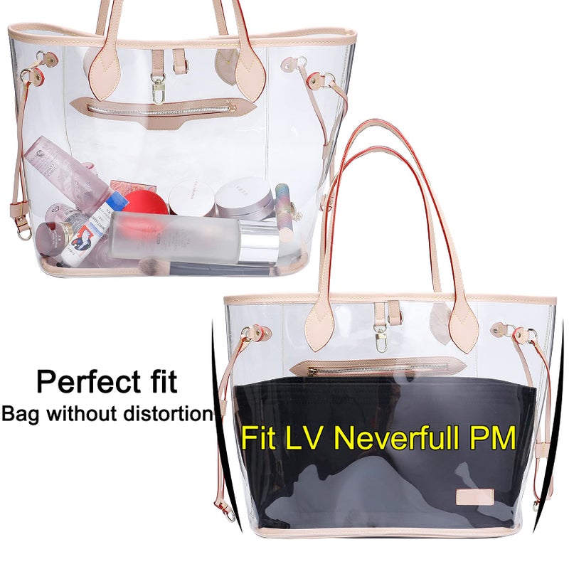 Doxo Purse Organizer Insert, Felt Bag Insert Tote Shaper Fit LV Speedy 30, Neverfull PM & Base Shaper 2pc Set (Medium-Black-Combination) - Image 3