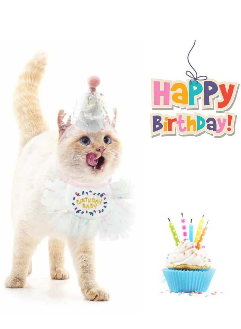 KASTWAVE Pet Birthday Party Supplies, Cat Birthday Hat & Bandana Scarfs Set, Suitable for Doggy Cat Birthday Party Decorations Set (Pink) - Image 2