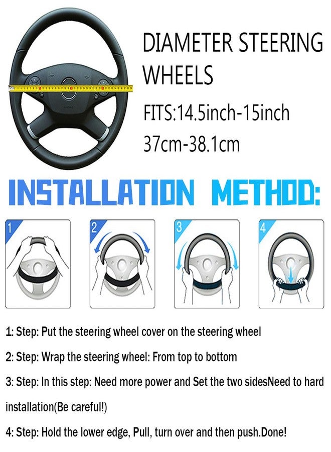 Bittwee 3PCS 15Inch Car Steering Wheel Cover Armrest Cover Gear Shift Cover Set, Microfiber Breathable Anti-Slip Automotive Steering Wheel Protector, Vehicle Interior Decor, Universal Fit（Light Green） - Image 2