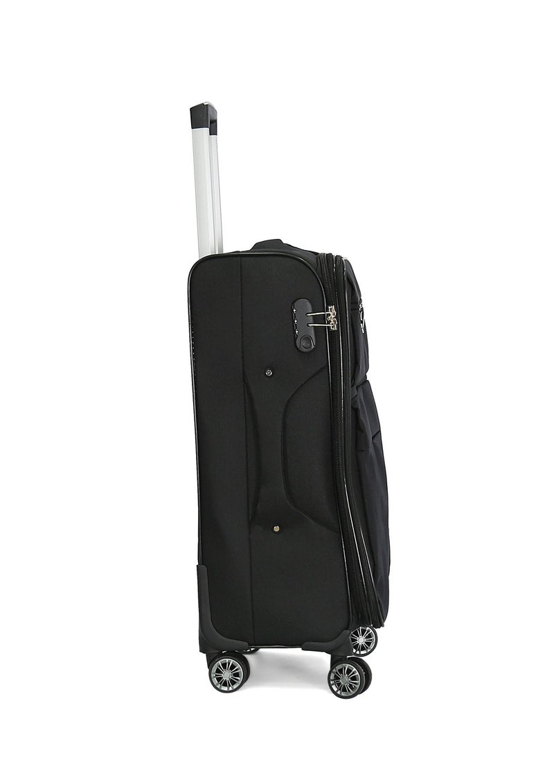 GIORDANO - Giordano Trolley Bags 3 PCS Set Softside Spinners,Black - Image 1