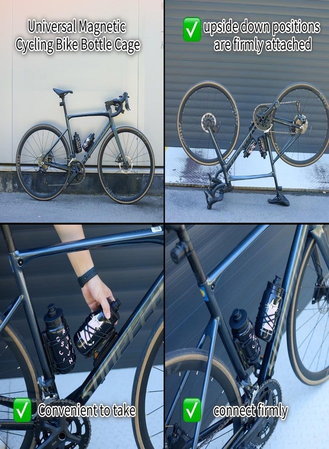 Rcool Universal Magnetic Cycling Bike Bottle Cage, Sturdy Bike Cup Holder Rack, Bicycle Drink Cage, Secure No-Fall Buckle,with Straps and Screw Tool, Black,for 2.25-3.94" Bottles - Image 4