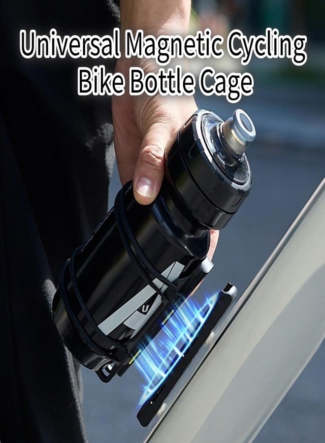 Rcool Universal Magnetic Cycling Bike Bottle Cage, Sturdy Bike Cup Holder Rack, Bicycle Drink Cage, Secure No-Fall Buckle,with Straps and Screw Tool, Black,for 2.25-3.94" Bottles - Image 3