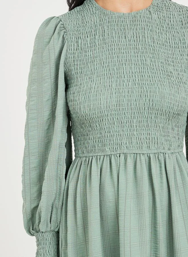 Styli Tiered Smocked Dress