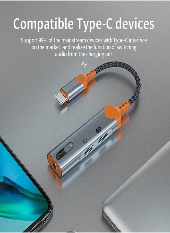 Sarafox - USB C To 3.5mm Headphone And Type-c Headphone And Charger Adapter,3-in-1 USB C To Aux Audio Jack And Fast Charging Dongle Cable Cord With PD 60W Fast Charging - Image 1