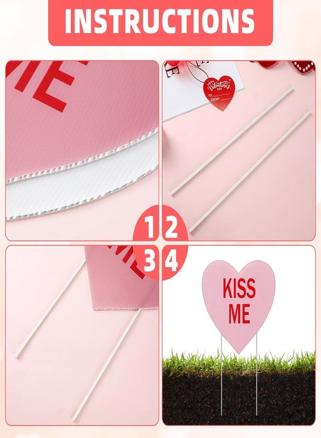 Remerry 12 Pieces Valentine's Day Conversation Hearts Yard Signs with Stakes Large Valentines Yard Lawn Decorations Heart Shape Valentine Sayings Lawn Signs for Walkway Valentine's Day Decorations Outdoor - Image 5