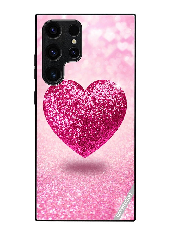 COVERSCART Protective Case Cover For Samsung Galaxy S22 Ultra 5G Pink Glitter Heart Design Pink